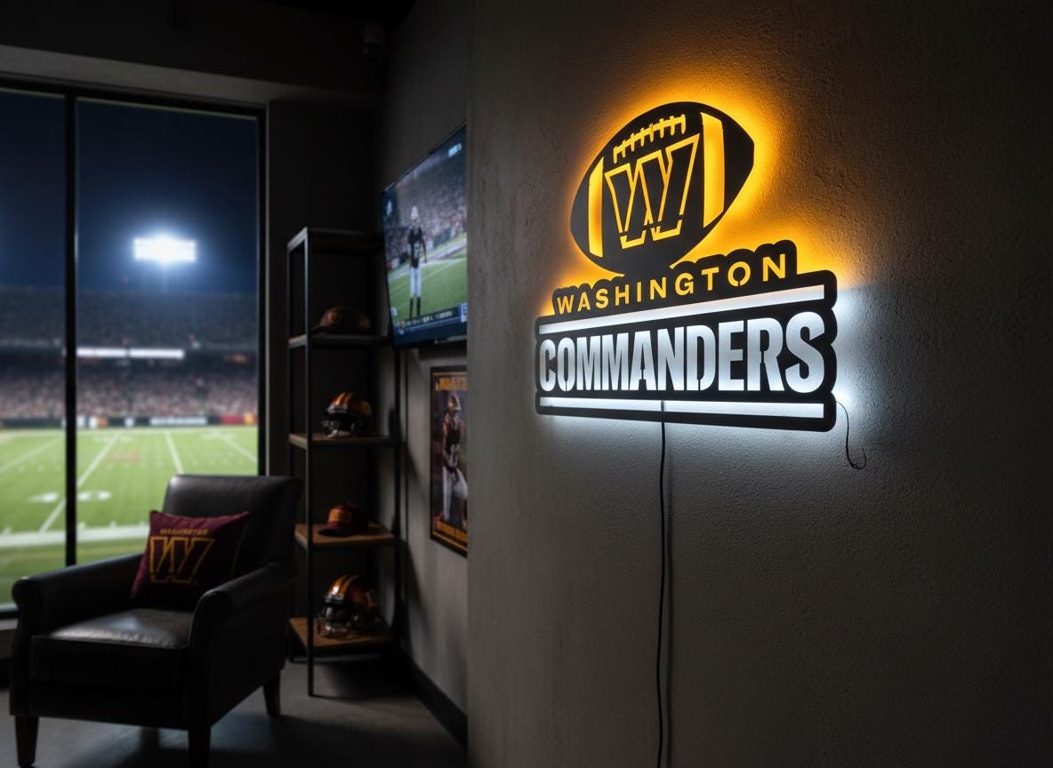 Washington Commanders Sign - NFL Football Team Logo Man Cave Wall Decor