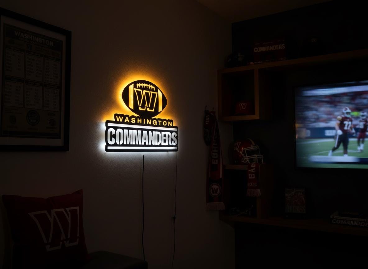 Washington Commanders Sign - NFL Football Team Logo Man Cave Wall Decor