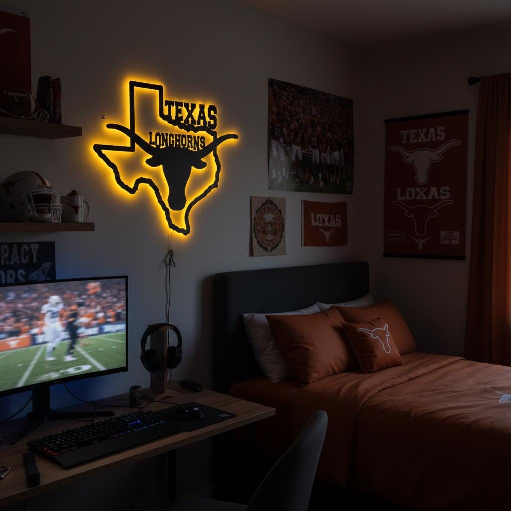 Texas Longhorns Wall Art - UT Hook Em Horns Logo Man Cave Decor