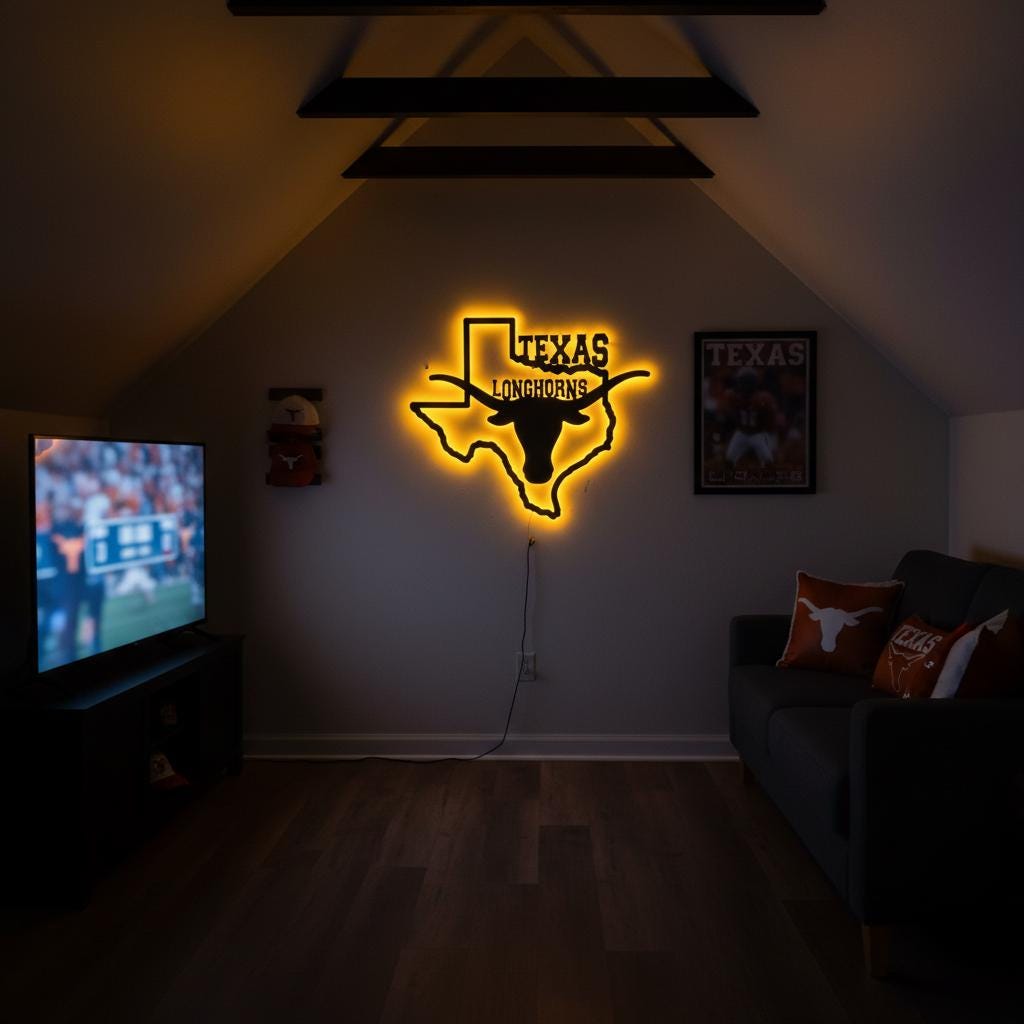 Texas Longhorns Wall Art - UT Hook Em Horns Logo Man Cave Decor