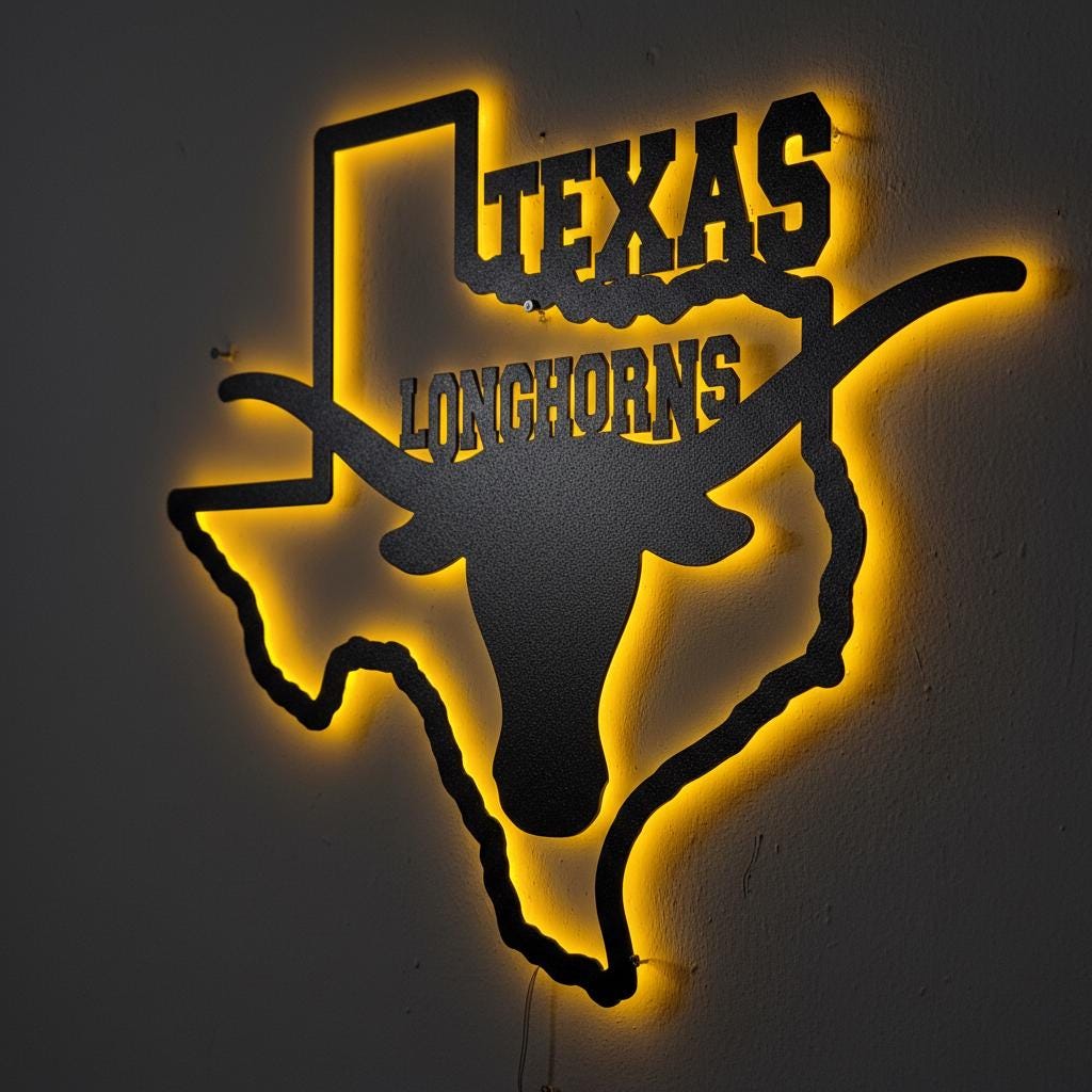 Texas Longhorns Wall Art - UT Hook Em Horns Logo Man Cave Decor