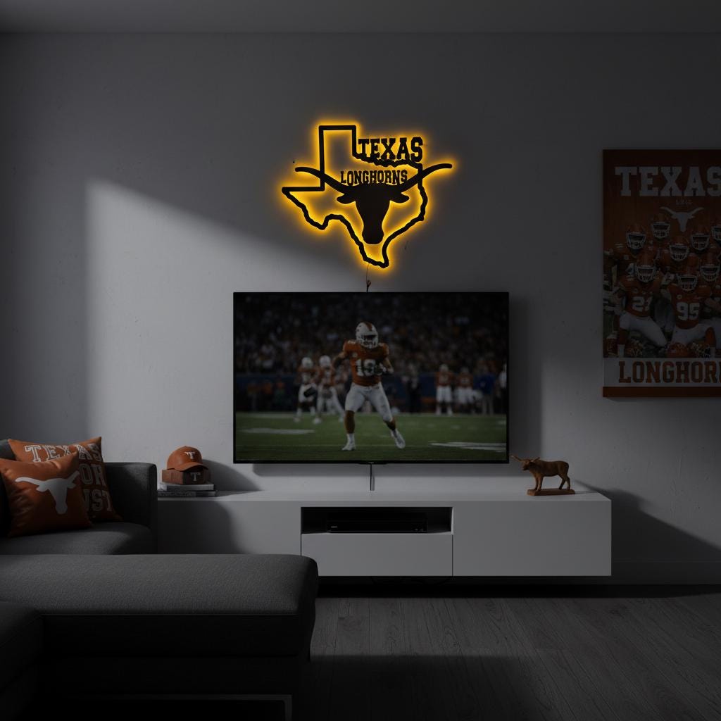 Texas Longhorns Wall Art - UT Hook Em Horns Logo Man Cave Decor
