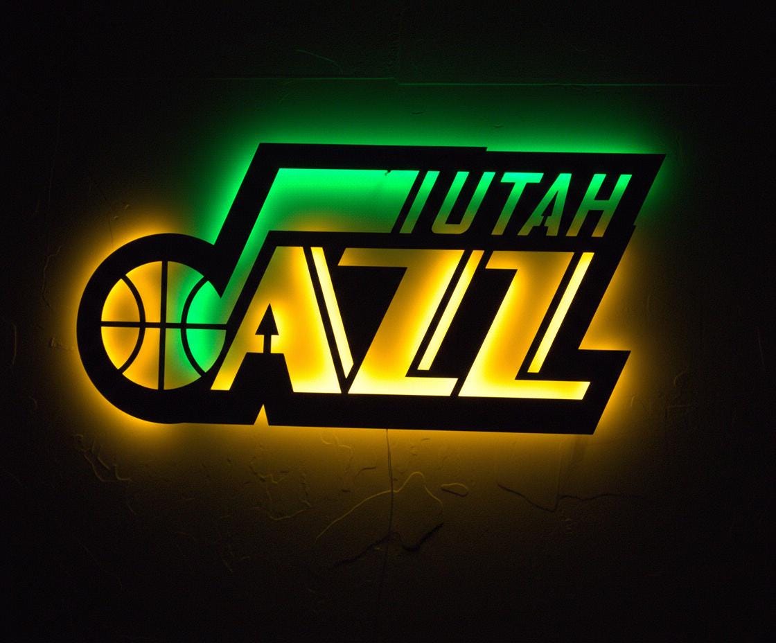 NBA Wall Art - Utah Jazz Team Logo Basketball Game Room Decor Gift