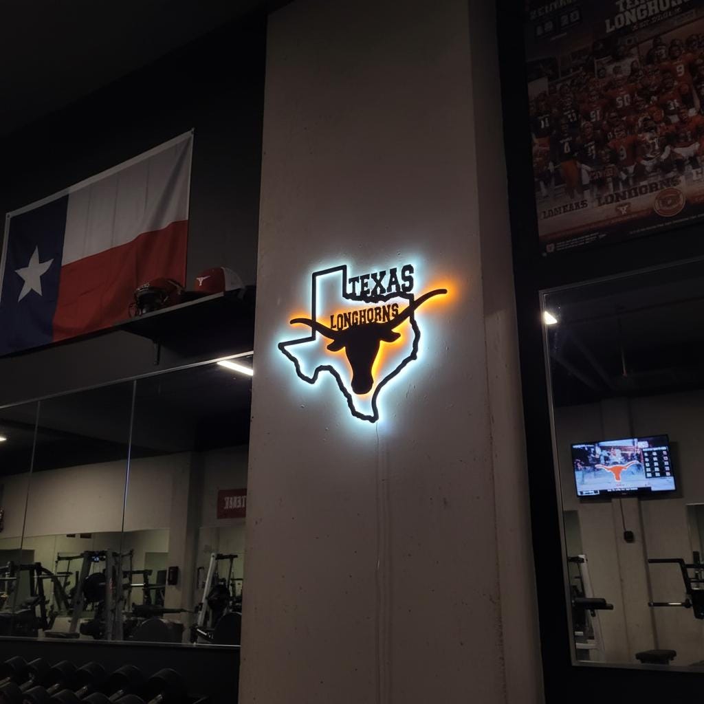 Texas Longhorns Wall Art - UT Austin Logo - Game Room Decor Gift