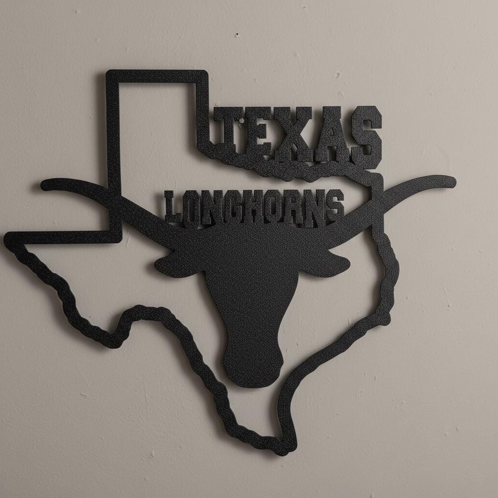 Texas Longhorns Wall Art - UT Austin Logo - Game Room Decor Gift