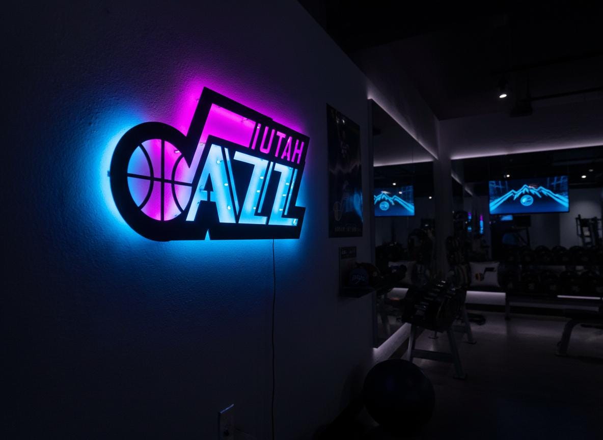 Utah Jazz Wall Art - Team Logo Basketball Decor - Game Room Gift