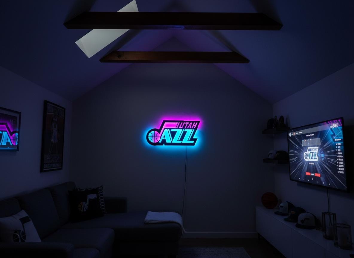 Utah Jazz Wall Art - Team Logo Basketball Decor - Game Room Gift