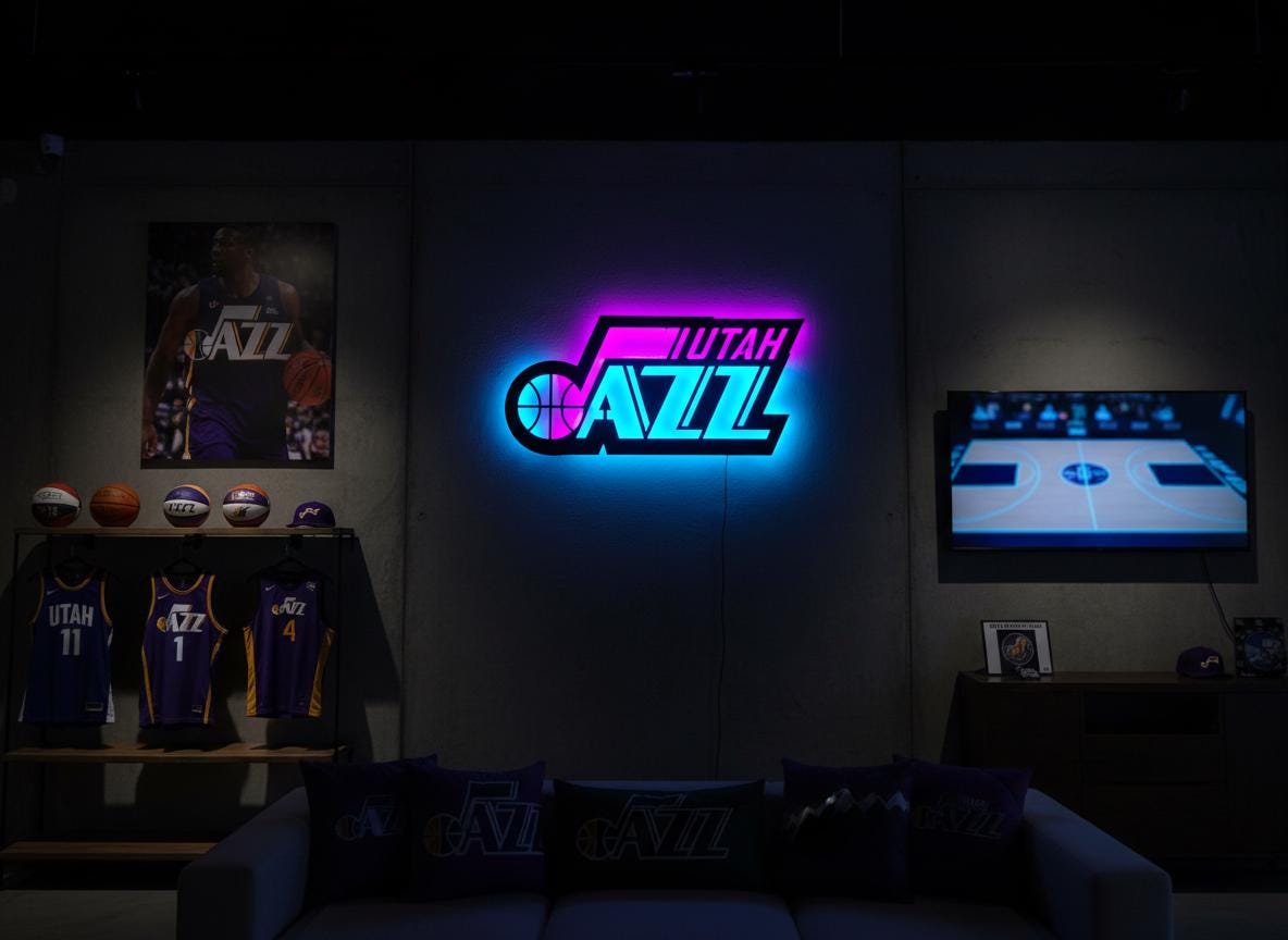 Utah Jazz Wall Art - Team Logo Basketball Decor - Game Room Gift