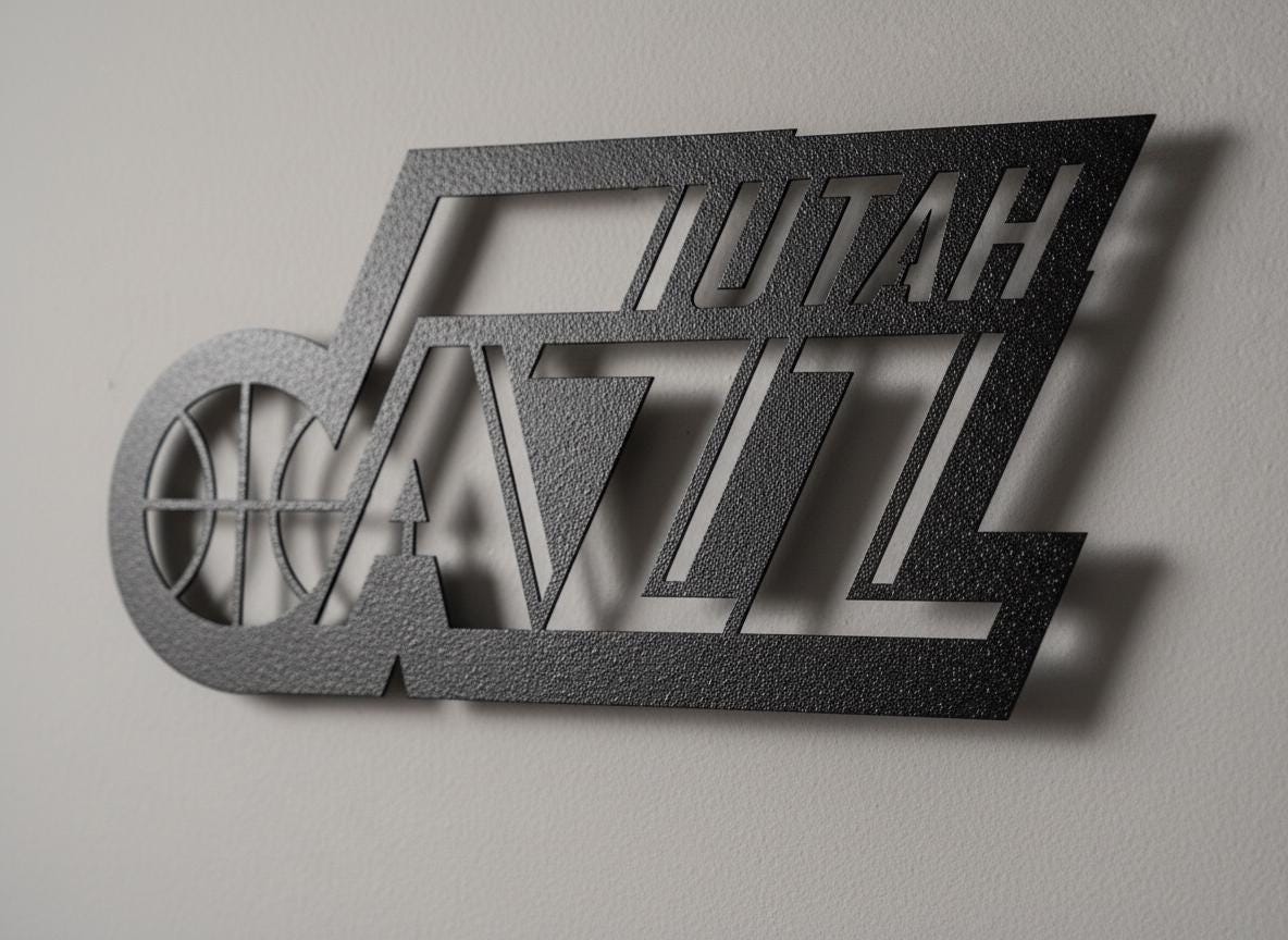 Utah Jazz Wall Art - Team Logo Basketball Decor - Game Room Gift