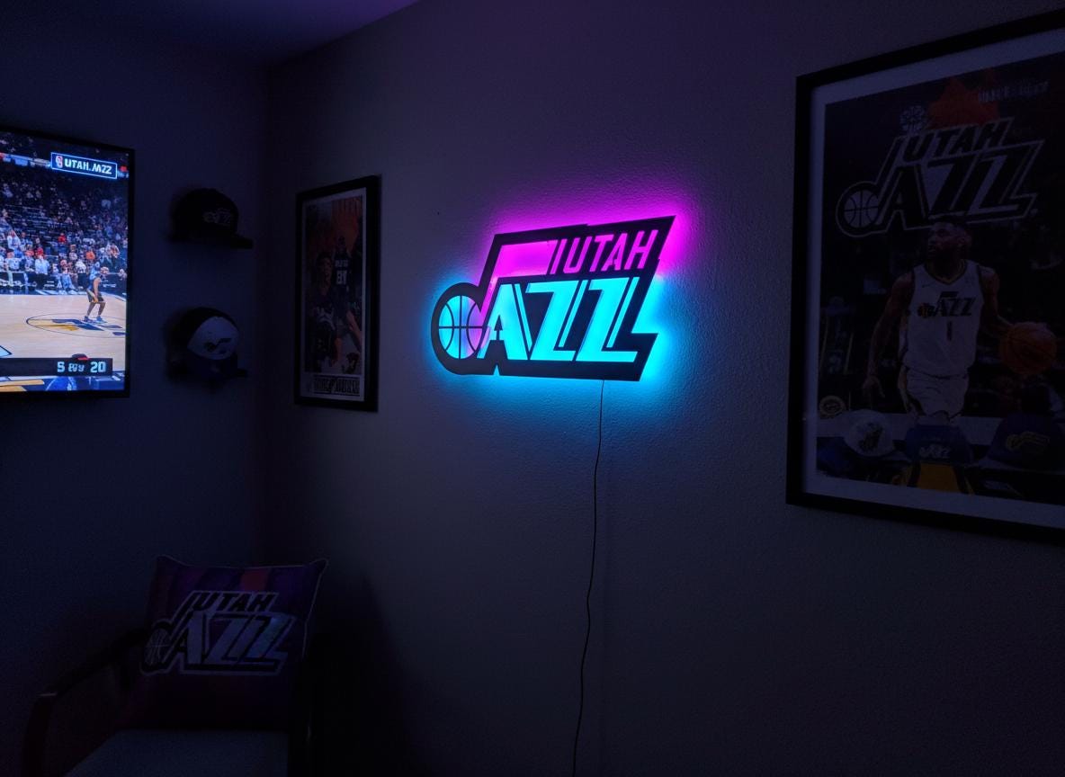 Utah Jazz Wall Art - Team Logo Basketball Decor - Game Room Gift