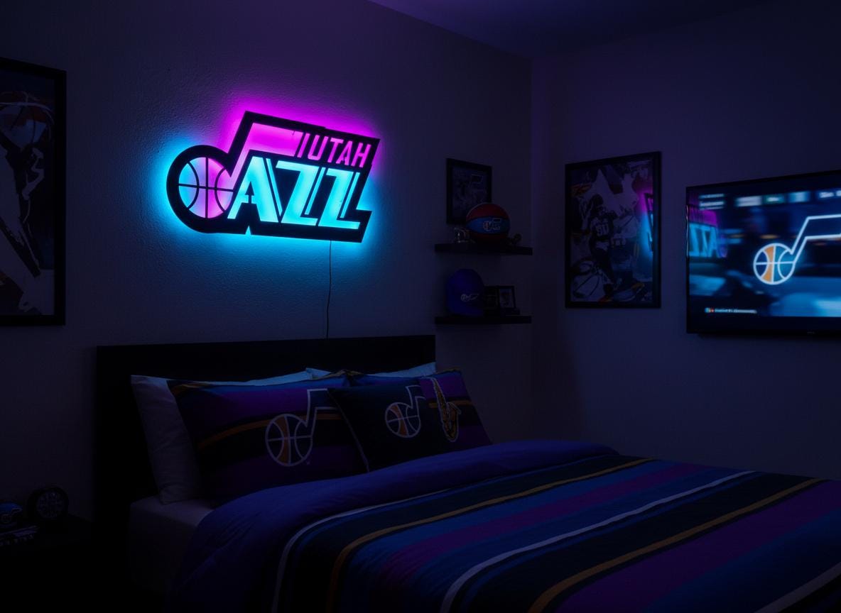 Utah Jazz Wall Art - Team Logo Basketball Decor - Game Room Gift