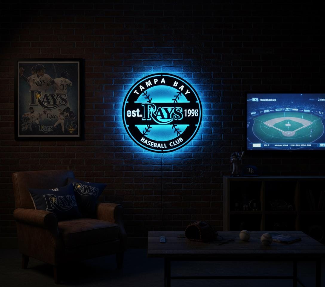 Tampa Bay Rays Wall Art - Team Logo Baseball Game Room Decor