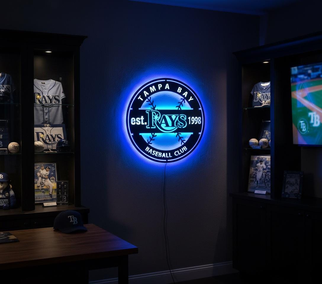 Tampa Bay Rays Wall Art - Team Logo Baseball Game Room Decor