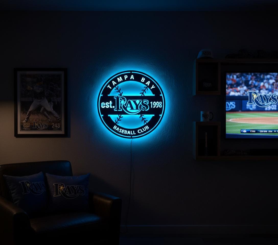 Tampa Bay Rays Wall Art - Team Logo Baseball Game Room Decor