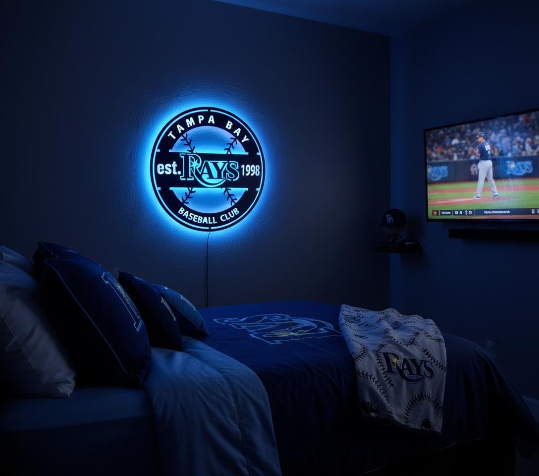 Tampa Bay Rays Wall Art - Team Logo Baseball Game Room Decor