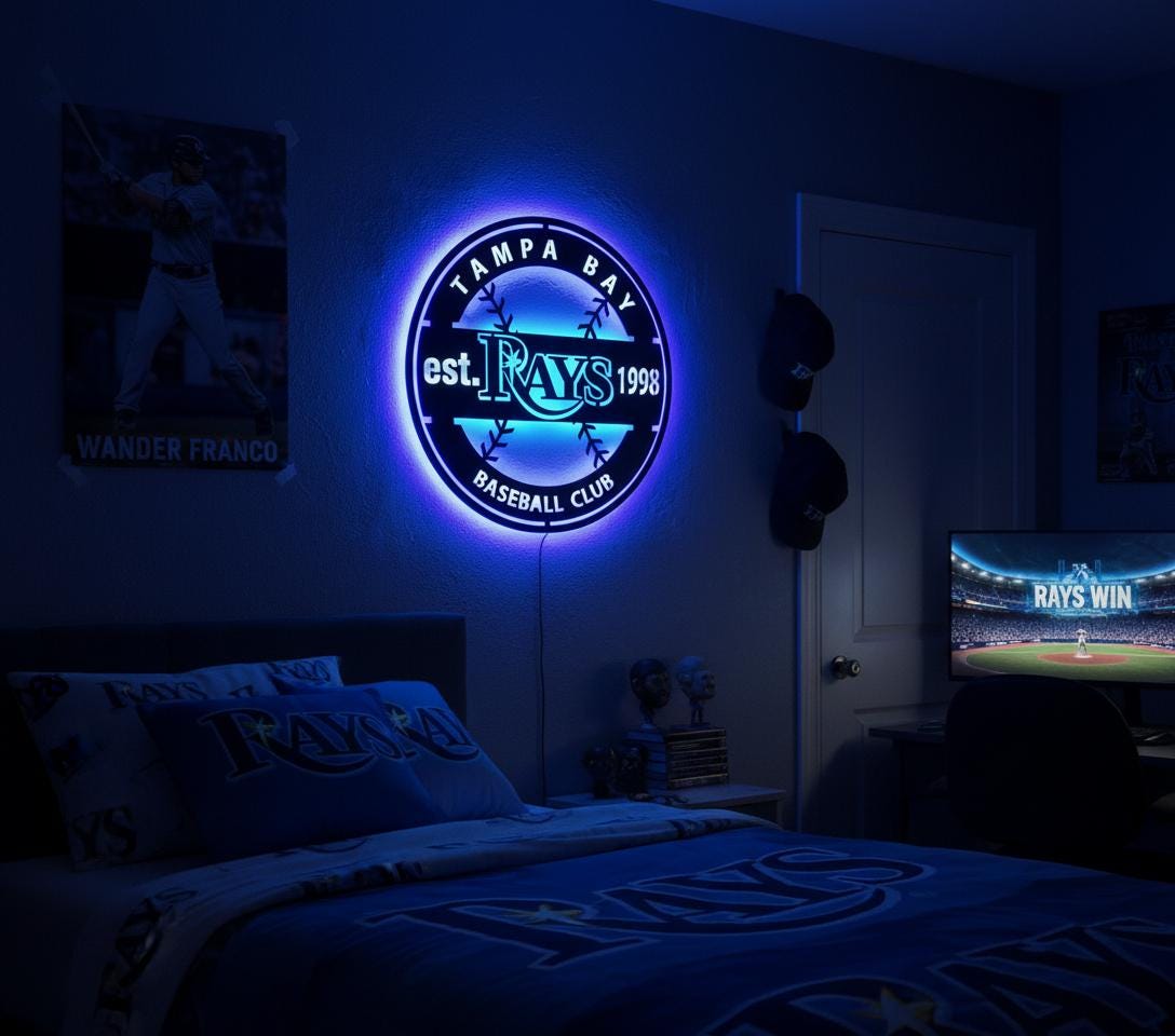 Tampa Bay Rays Wall Art - Team Logo Baseball Game Room Decor