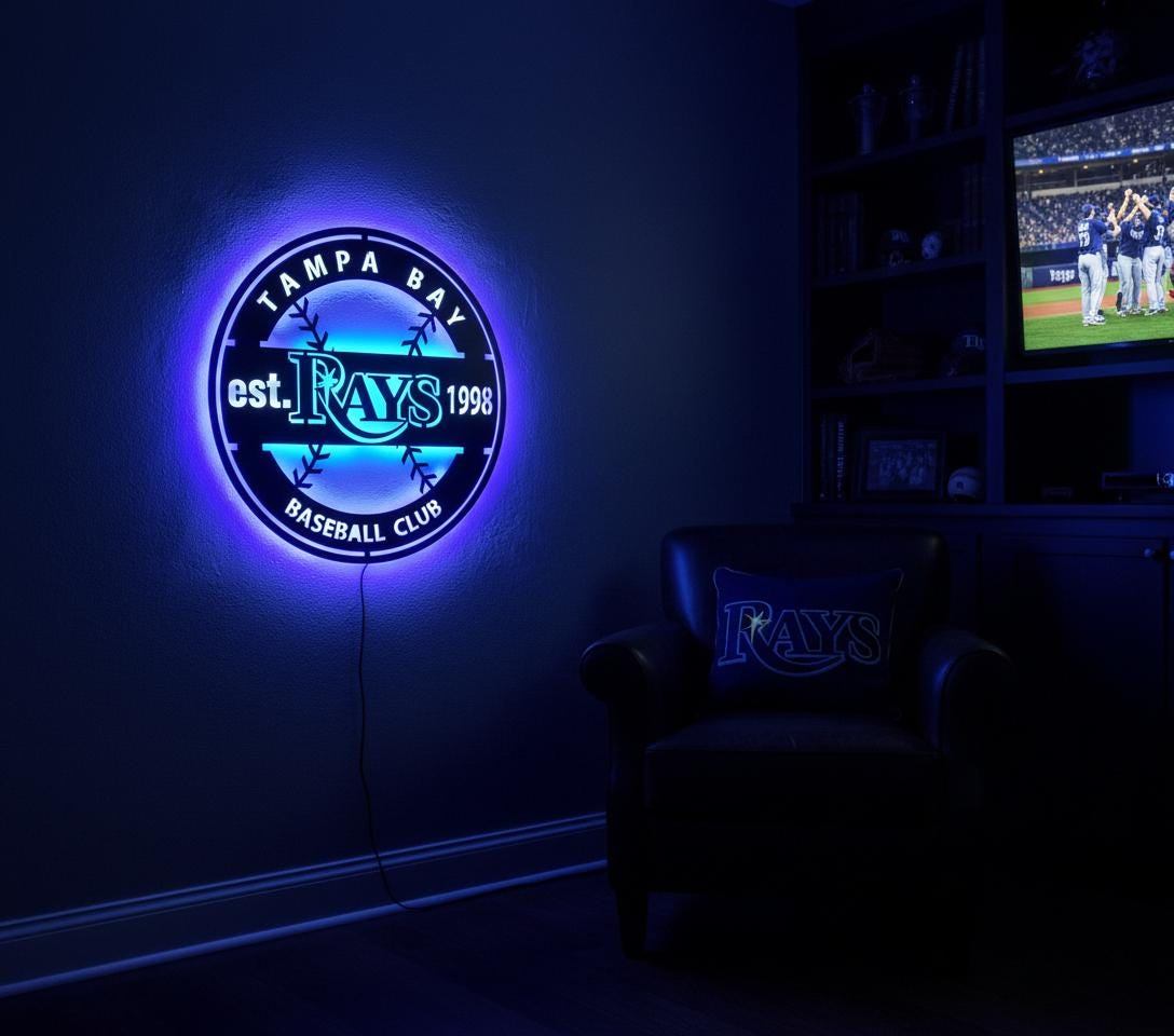 Tampa Bay Rays Wall Art - Team Logo Baseball Game Room Decor