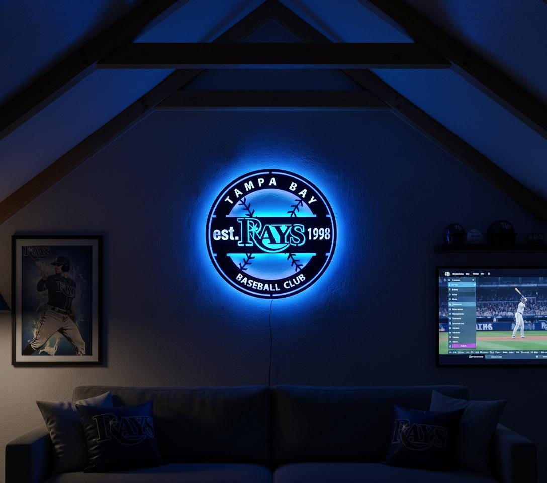 Tampa Bay Rays Wall Art - Team Logo Baseball Game Room Decor