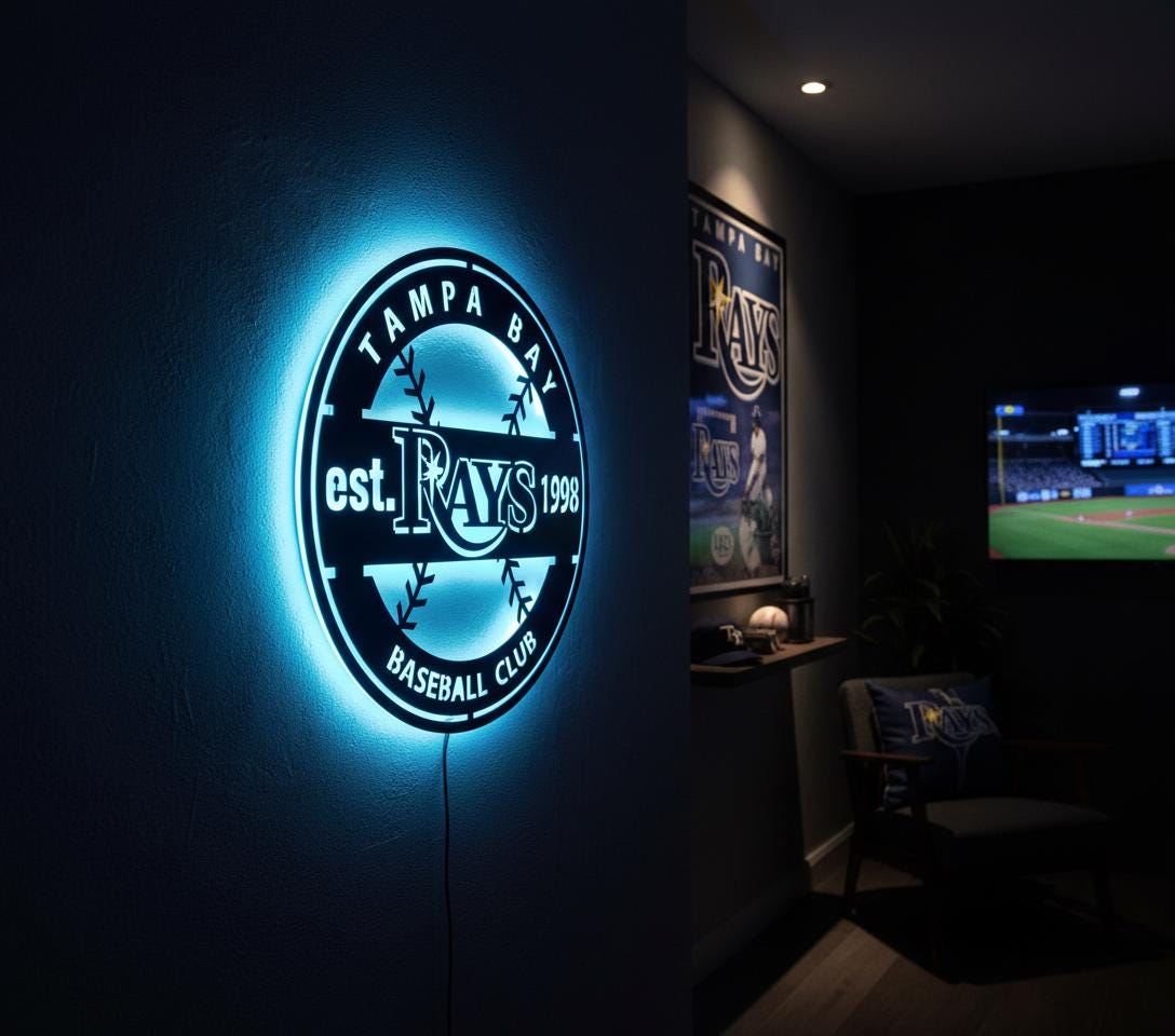 Tampa Bay Rays Wall Art - Team Logo Baseball Game Room Decor