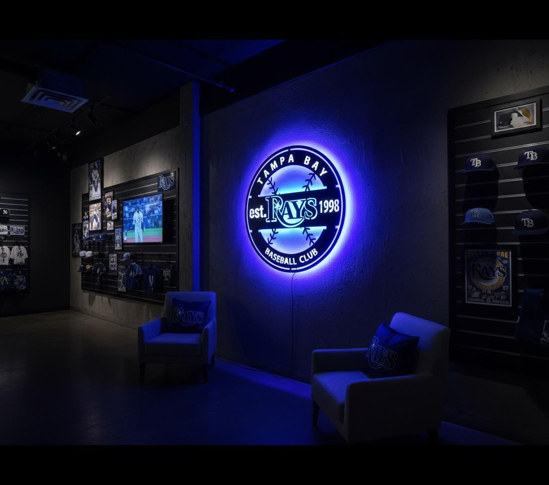 Tampa Bay Rays Wall Art - Team Logo Baseball Game Room Decor