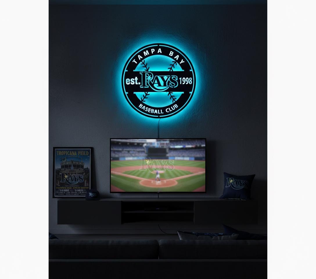 Tampa Bay Rays Wall Art - Team Logo Baseball Game Room Decor