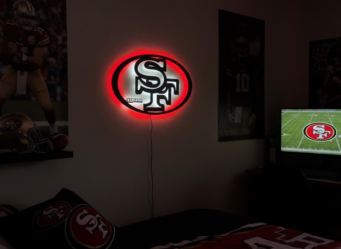 San Francisco 49ers Wall Art - Team Logo Man Cave Decor Game Room Sign