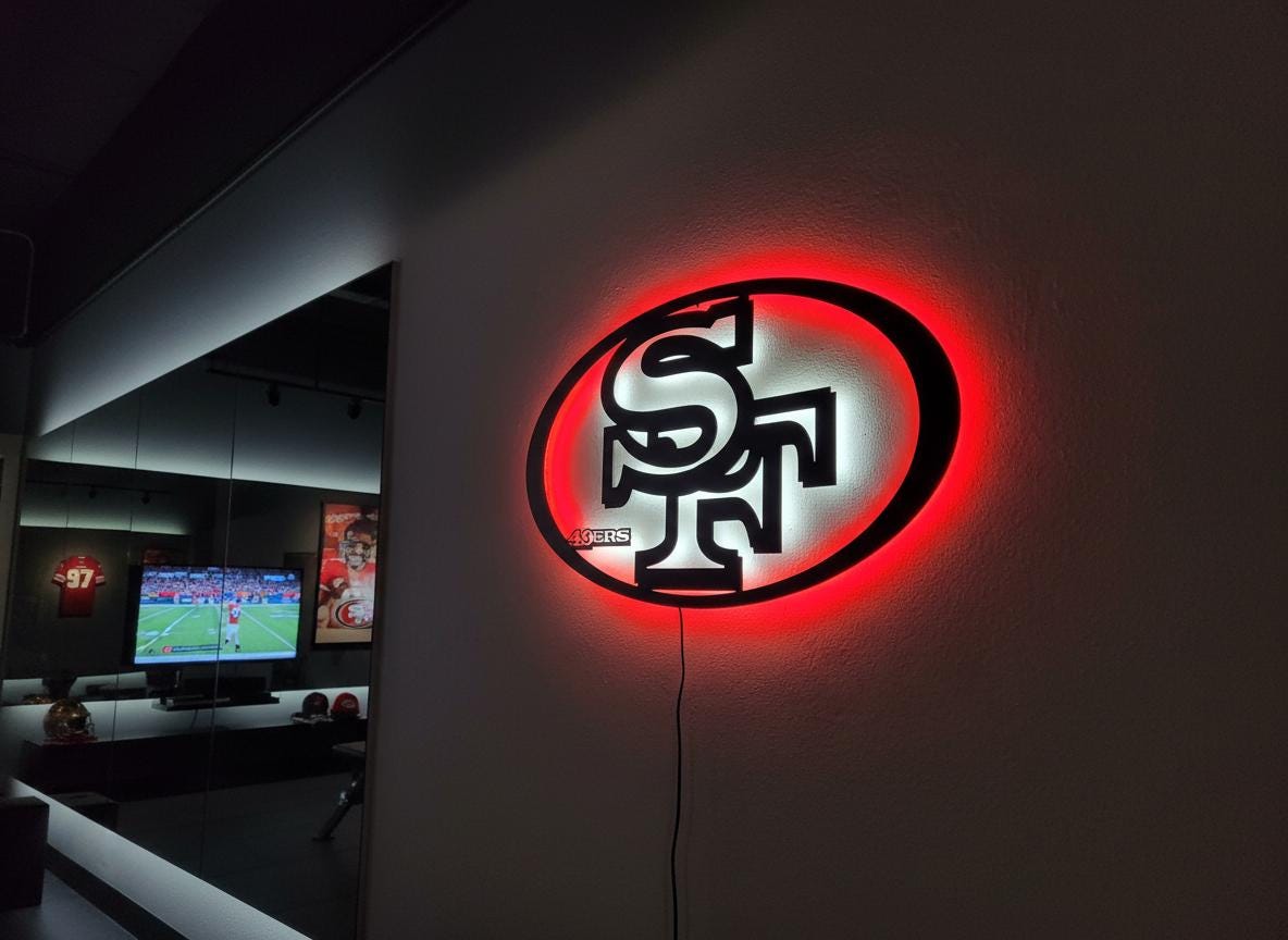 San Francisco 49ers Wall Art - Team Logo Man Cave Decor Game Room Sign