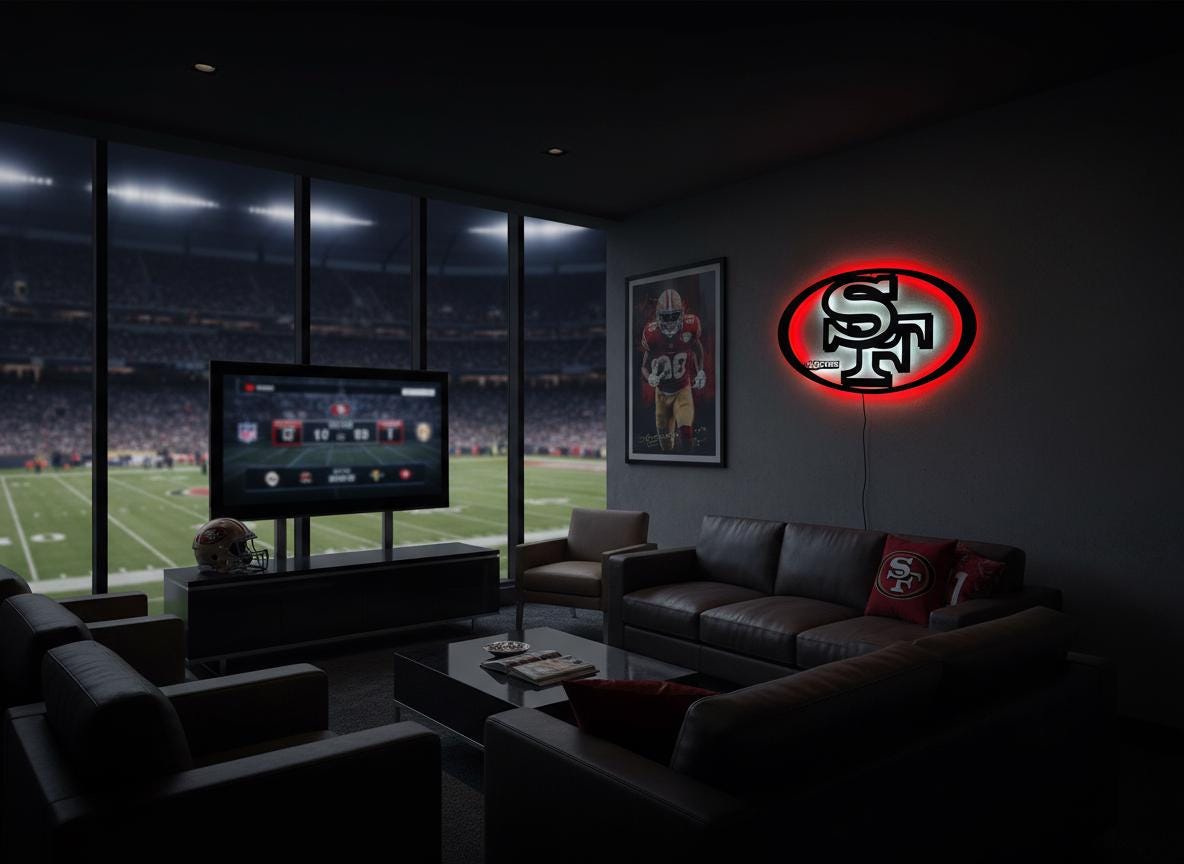 San Francisco 49ers Wall Art - Team Logo Man Cave Decor Game Room Sign