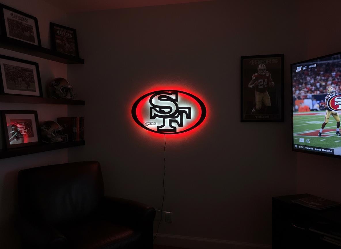 San Francisco 49ers Wall Art - Team Logo Man Cave Decor Game Room Sign