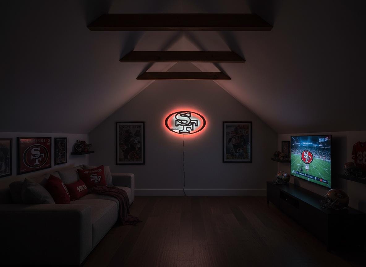 San Francisco 49ers Wall Art - Team Logo Man Cave Decor Game Room Sign