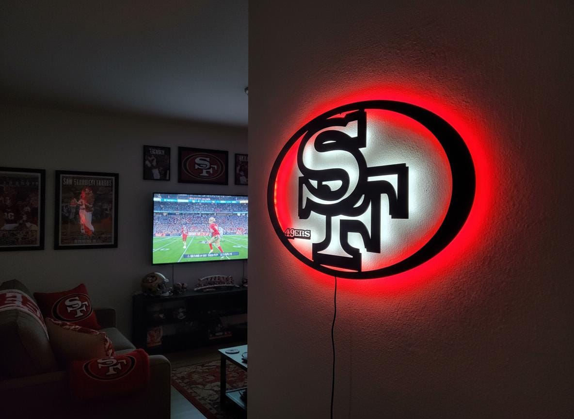 San Francisco 49ers Wall Art - Team Logo Man Cave Decor Game Room Sign