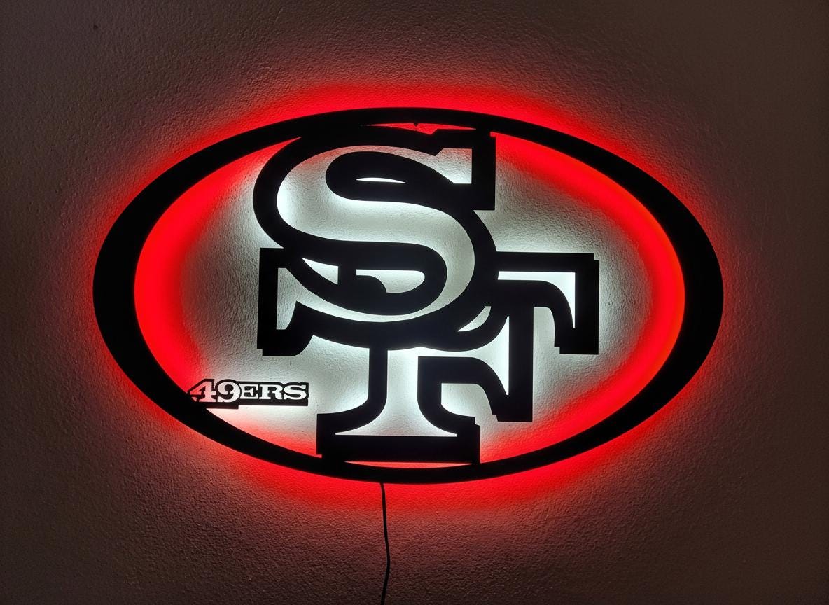 San Francisco 49ers Wall Art - Team Logo Man Cave Decor Game Room Sign