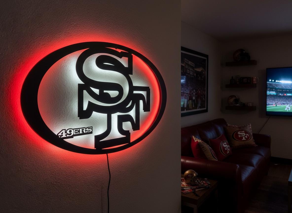 San Francisco 49ers Wall Art - Team Logo Man Cave Decor Game Room Sign