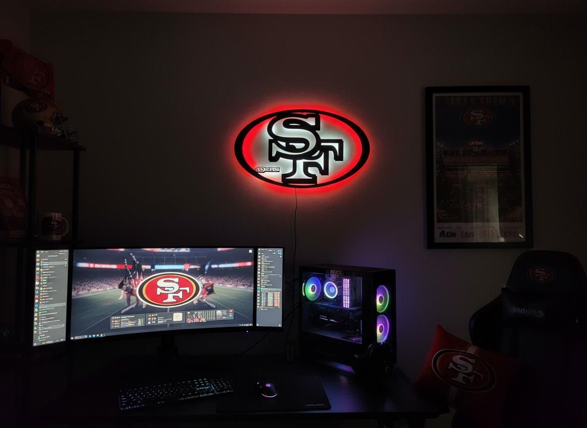 San Francisco 49ers Wall Art - Team Logo Man Cave Decor Game Room Sign