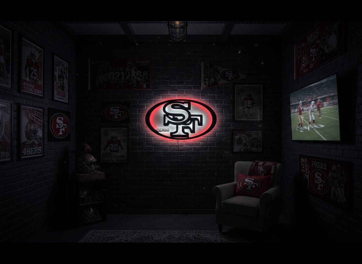 San Francisco 49ers Wall Art - Team Logo Man Cave Decor Game Room Sign