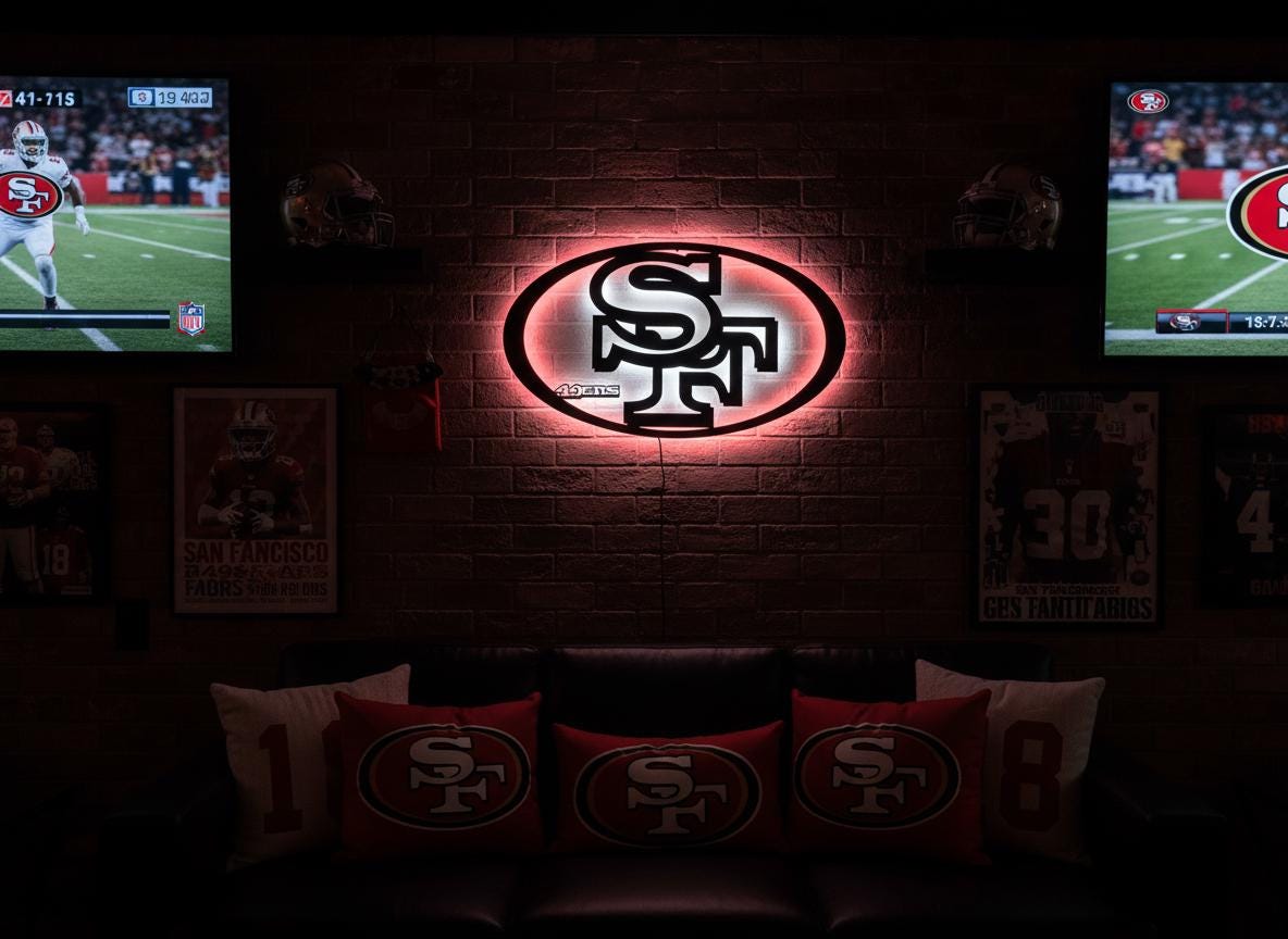 San Francisco 49ers Wall Art - Team Logo Man Cave Decor Game Room Sign