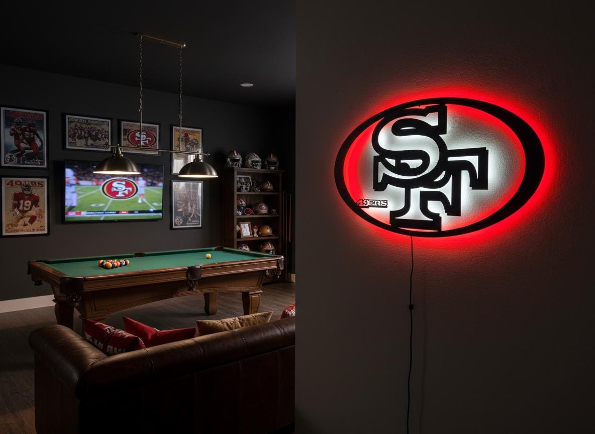San Francisco 49ers Wall Art - Team Logo Man Cave Decor Game Room Sign