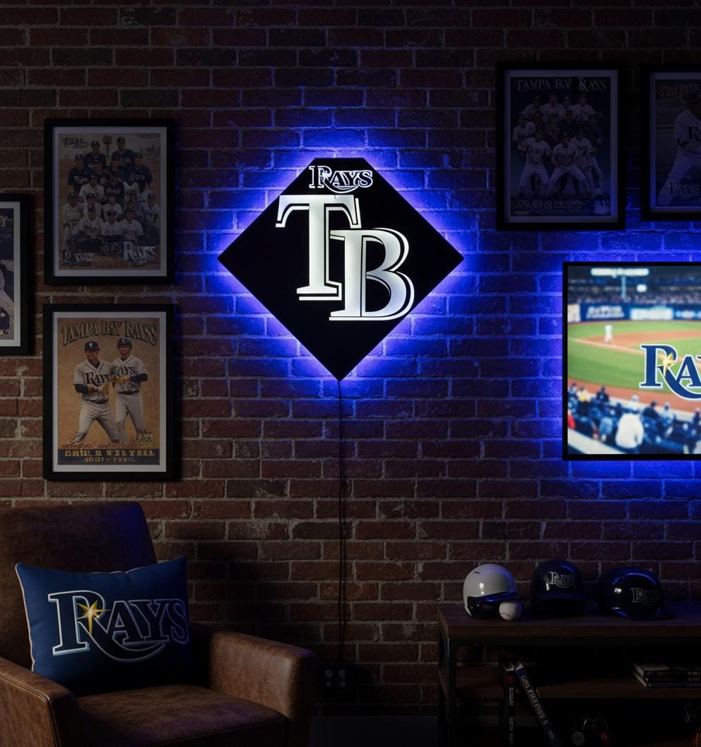 Tampa Bay Rays Wall Art Sign - MLB Baseball Fan Decor - Game Room Gift