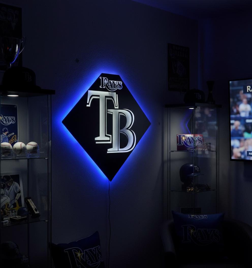 Tampa Bay Rays Wall Art Sign - MLB Baseball Fan Decor - Game Room Gift