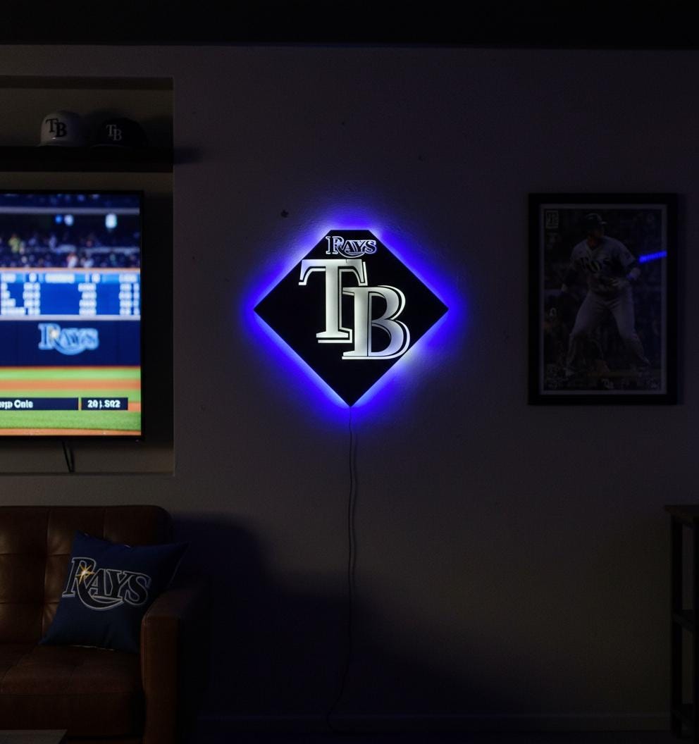 Tampa Bay Rays Wall Art Sign - MLB Baseball Fan Decor - Game Room Gift