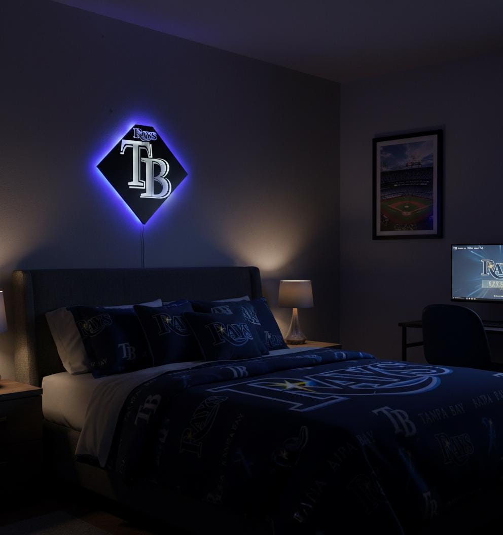 Tampa Bay Rays Wall Art Sign - MLB Baseball Fan Decor - Game Room Gift