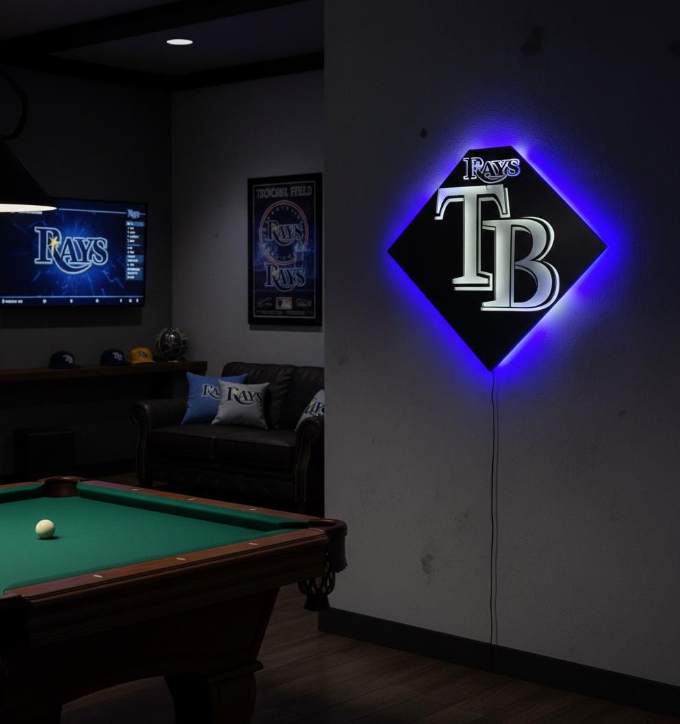 Tampa Bay Rays Wall Art Sign - MLB Baseball Fan Decor - Game Room Gift