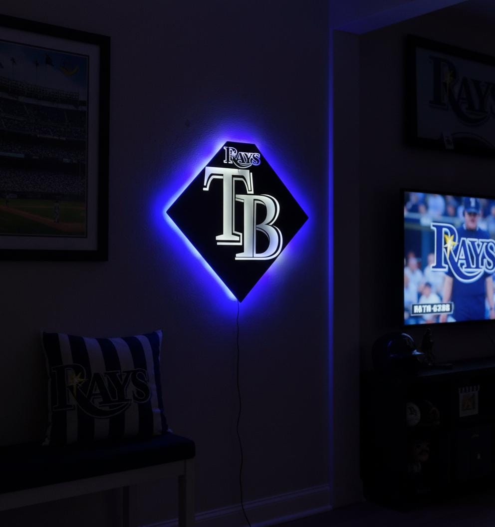 Tampa Bay Rays Wall Art Sign - MLB Baseball Fan Decor - Game Room Gift