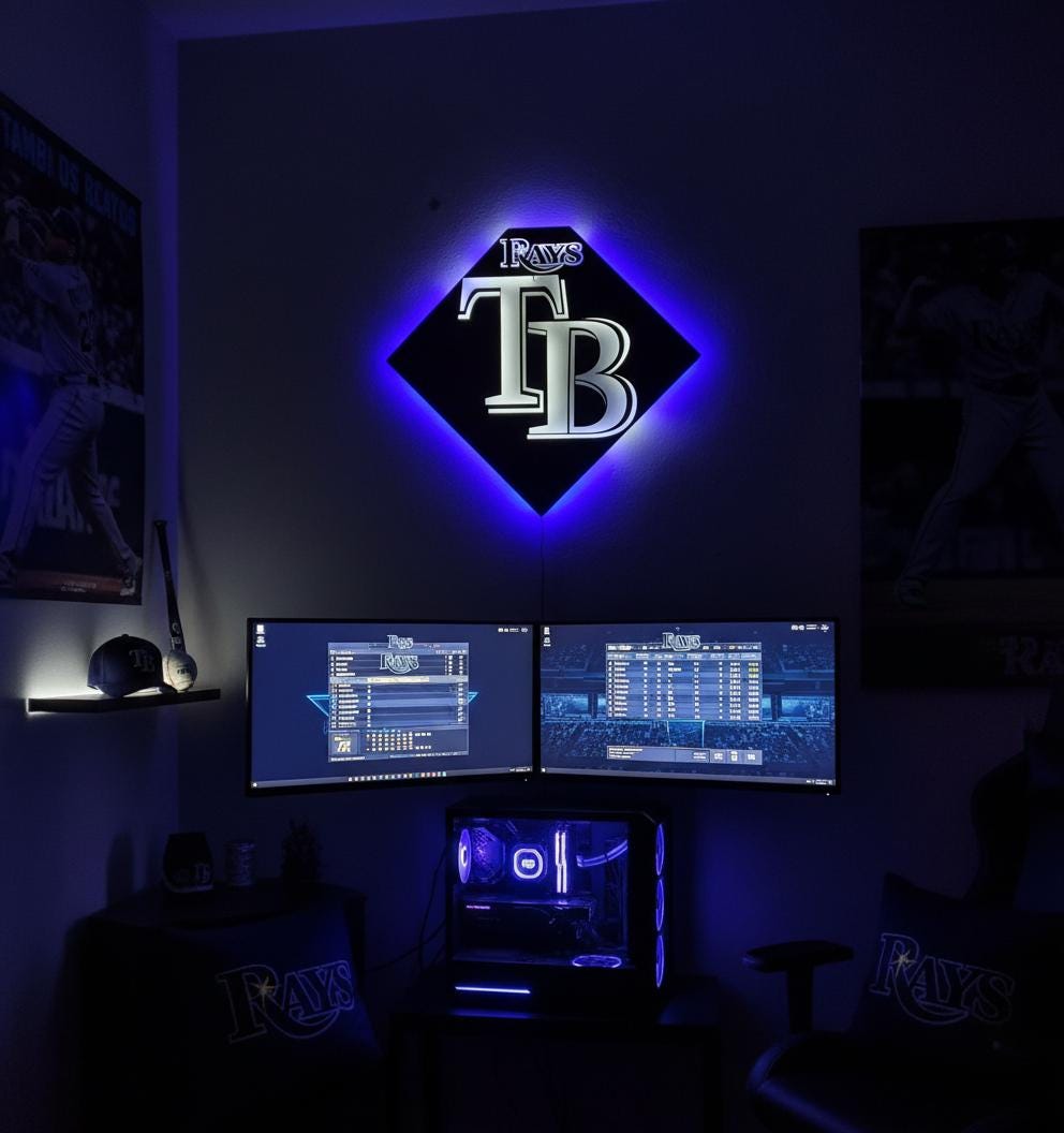 Tampa Bay Rays Wall Art Sign - MLB Baseball Fan Decor - Game Room Gift