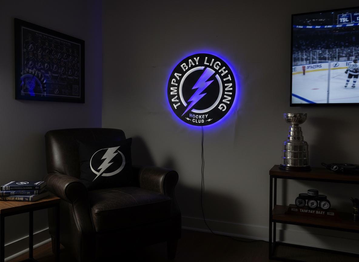 Tampa Bay Lightning Wall Art - Hockey Team Logo Game Room Decor