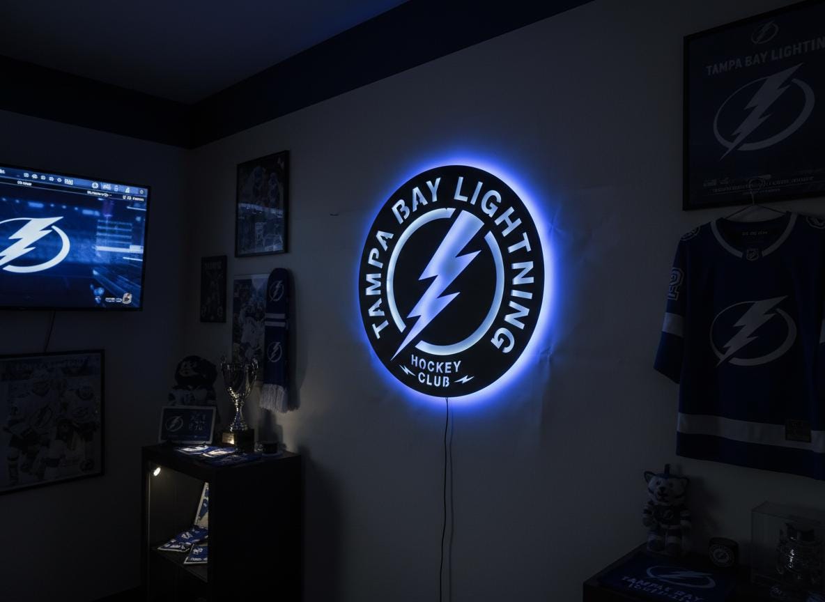 Tampa Bay Lightning Wall Art - Hockey Team Logo Game Room Decor