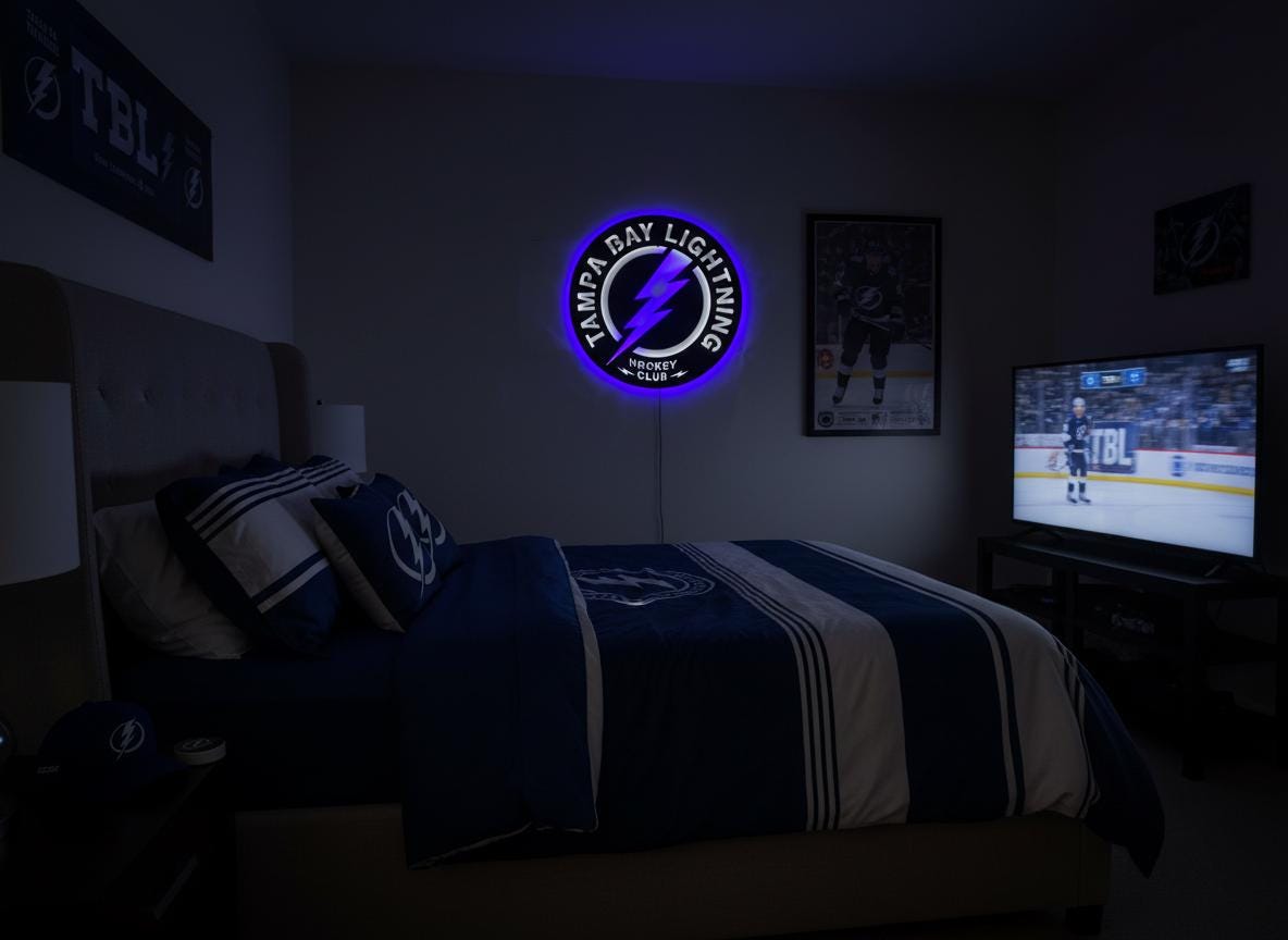 Tampa Bay Lightning Wall Art - Hockey Team Logo Game Room Decor