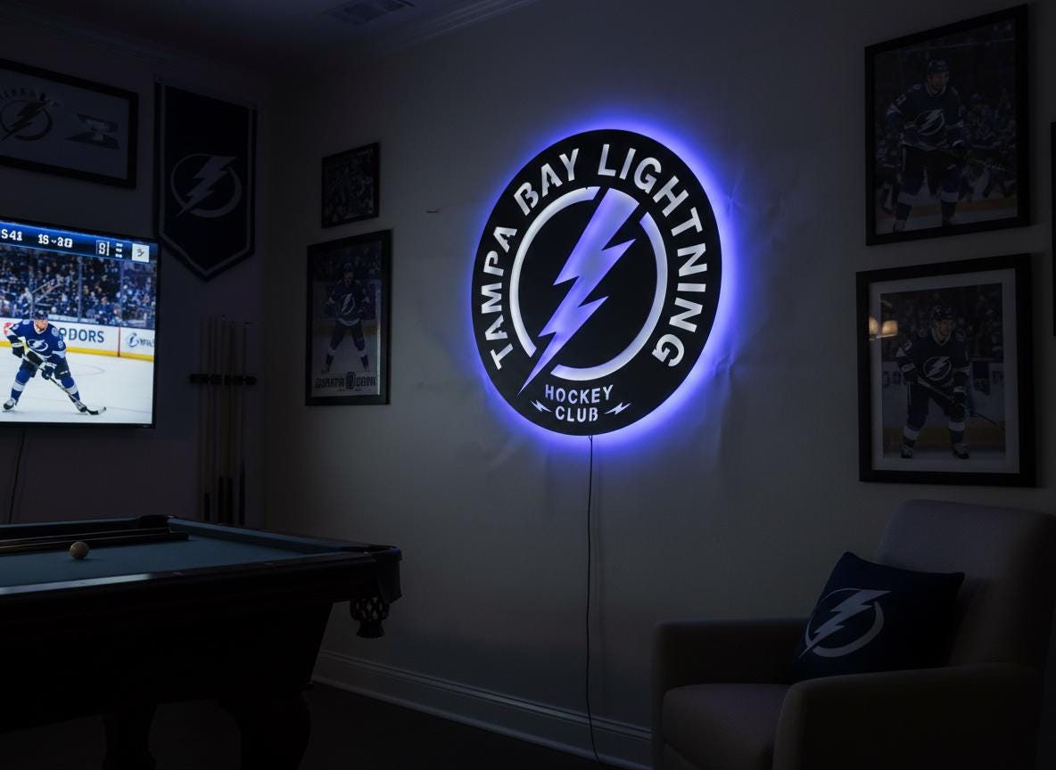 Tampa Bay Lightning Wall Art - Hockey Team Logo Game Room Decor