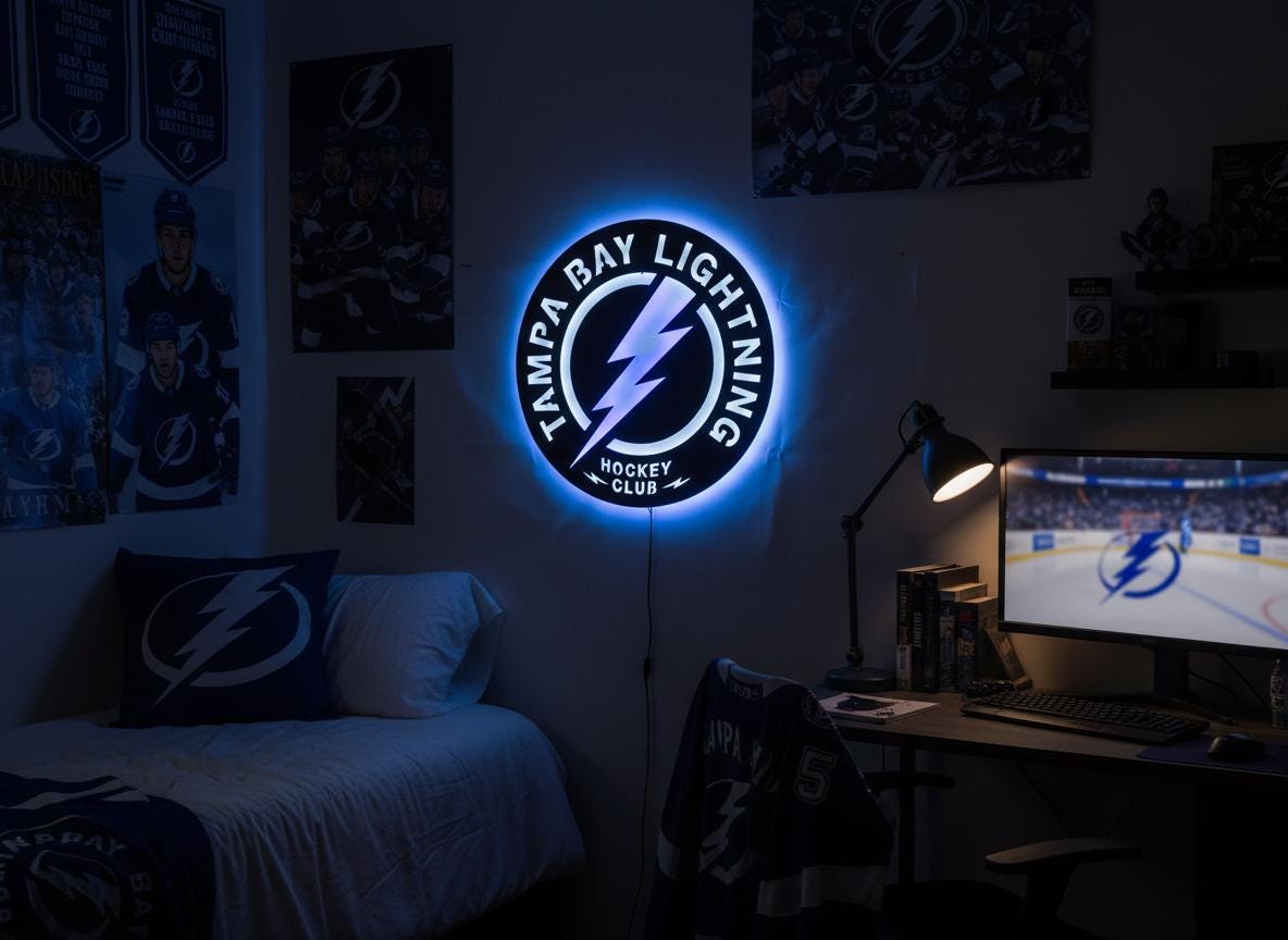 Tampa Bay Lightning Wall Art - Hockey Team Logo Game Room Decor