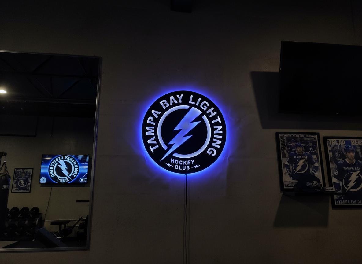 Tampa Bay Lightning Wall Art - Hockey Team Logo Game Room Decor